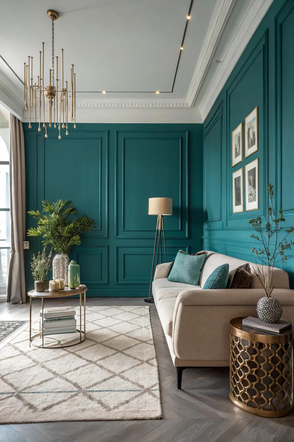 Dramatic wall colors add depth and theatrical flair.