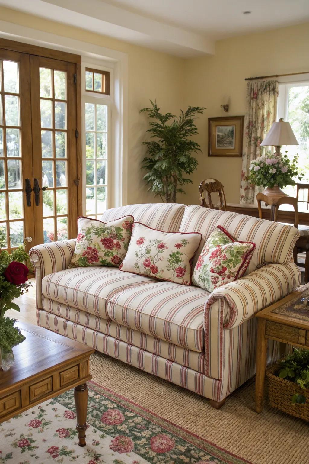 Combining patterns adds depth and excitement to interiors.