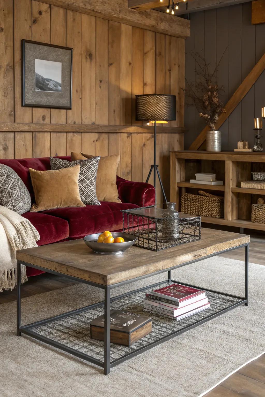 Mixing textures creates a cozy and sophisticated environment.