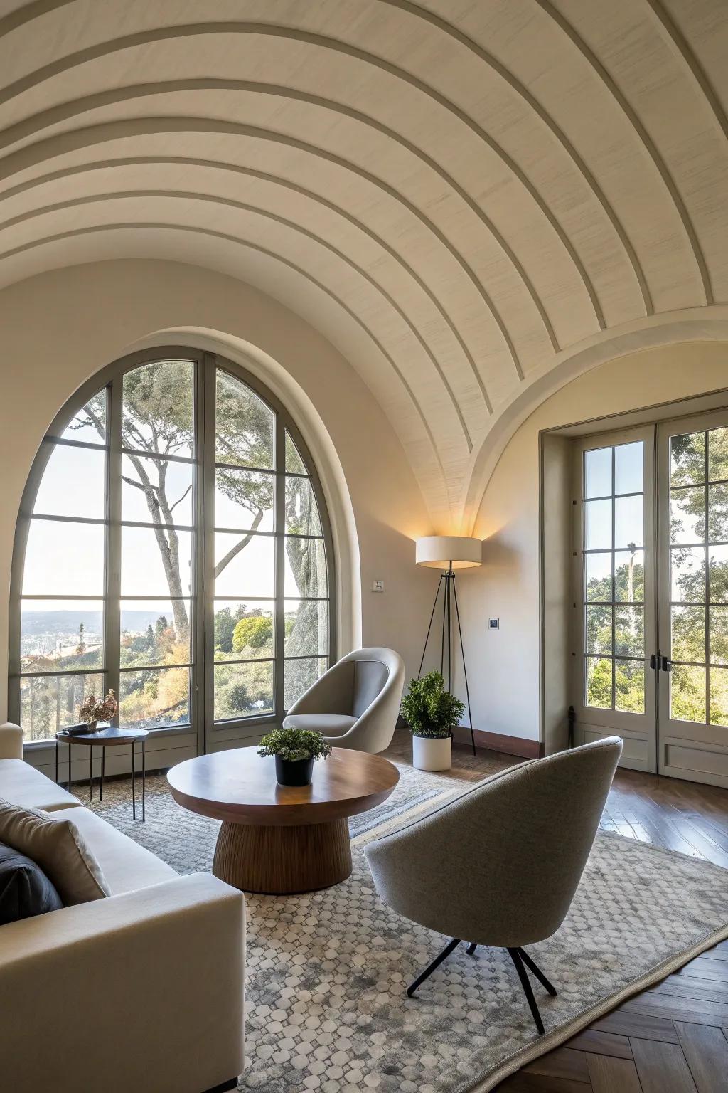 Curved ceilings add unique architectural interest.