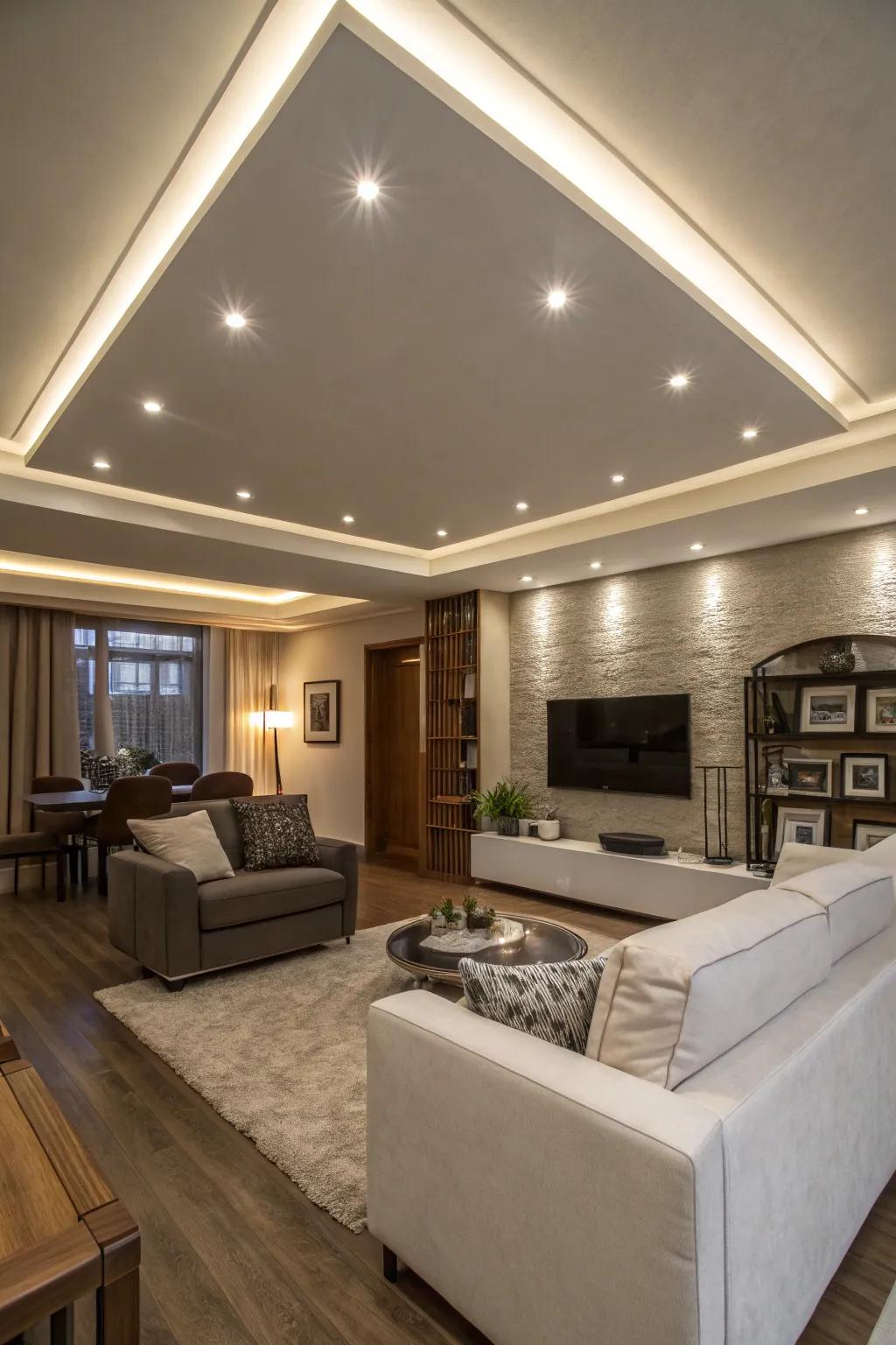 Recessed lighting integrates smoothly into modern ceilings.