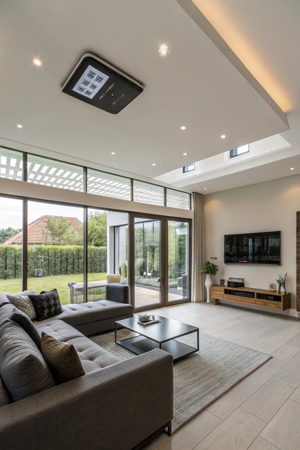 Smart ceiling tech offers futuristic control and convenience.
