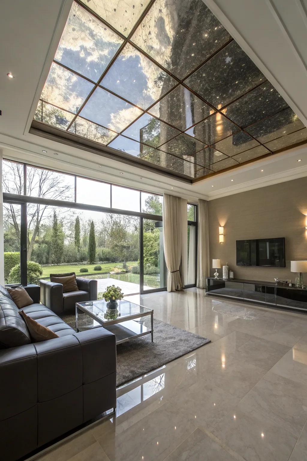 Reflective ceilings enhance brightness and spatial perception.