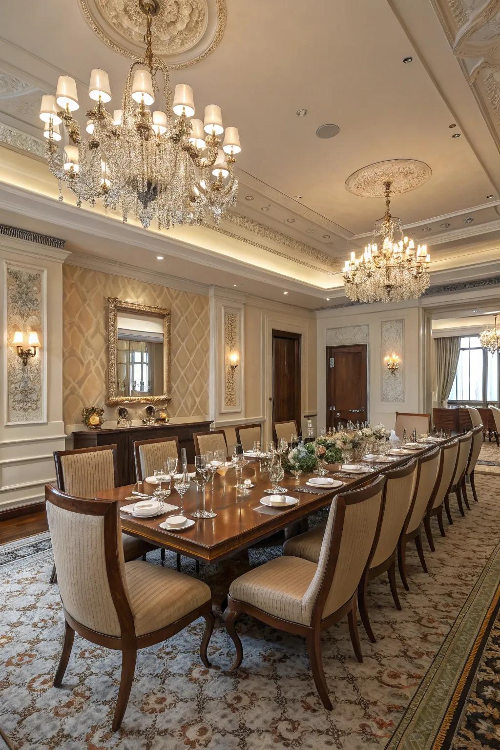 A formal dining setting perfect for colonial-style gatherings.