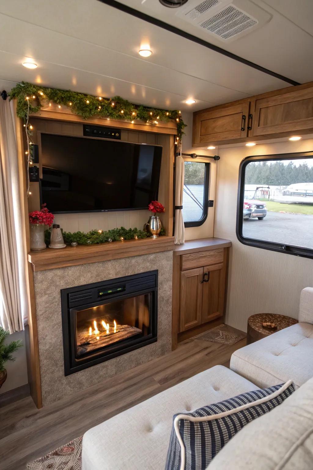 Integrate entertainment with warmth seamlessly.