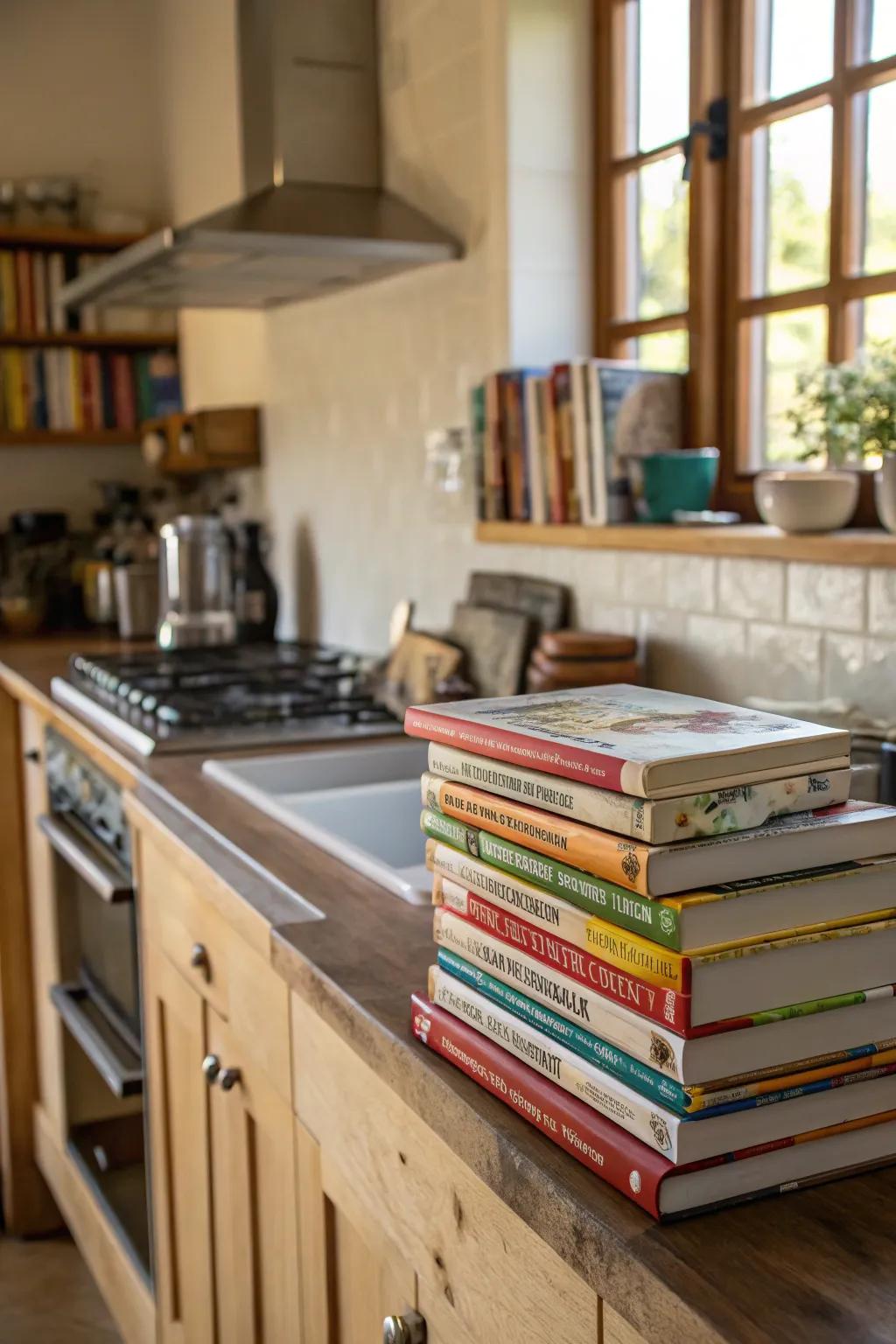 Cookbooks add both inspiration and style to kitchen spaces.