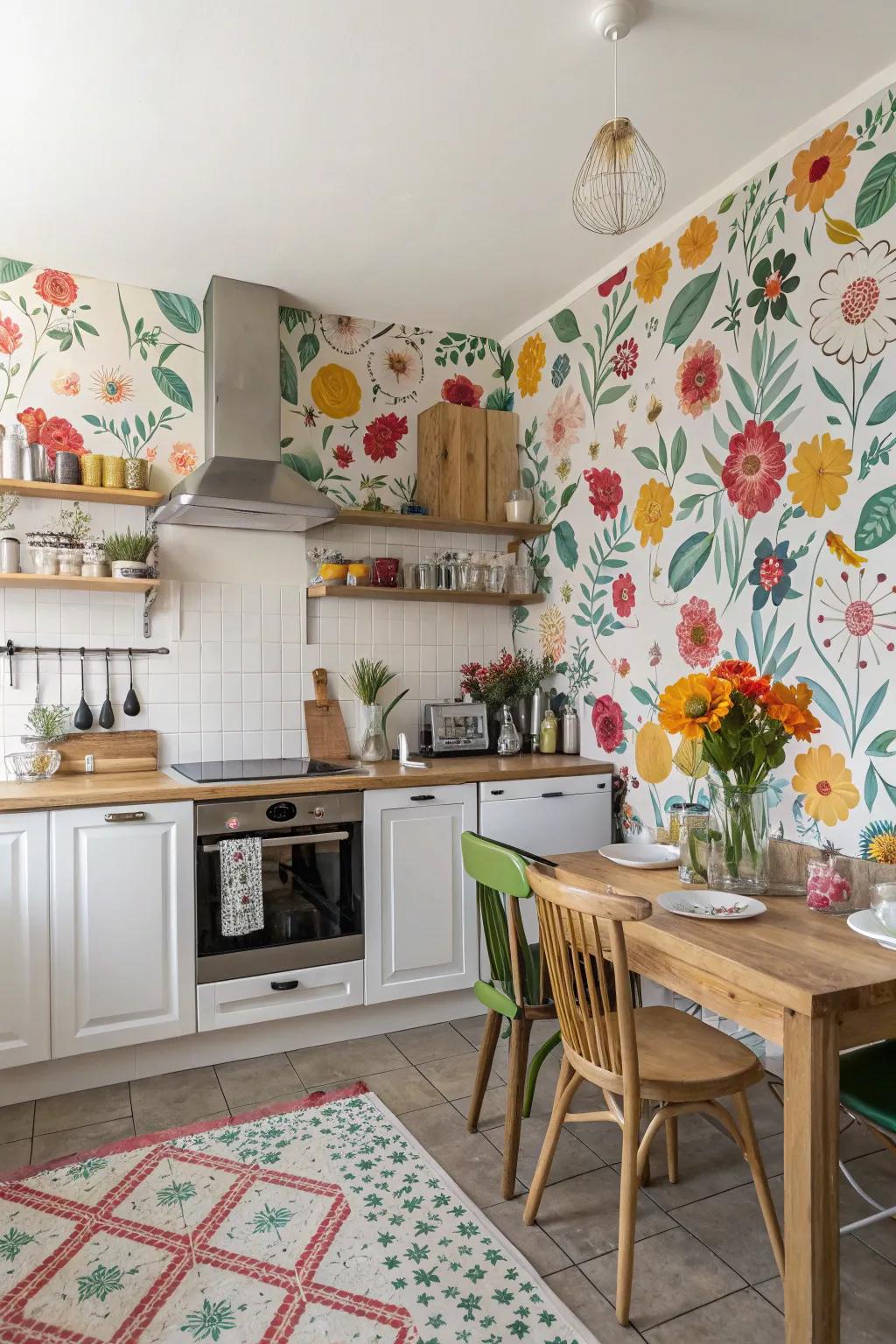 Playful wallpaper adds personality and joy.