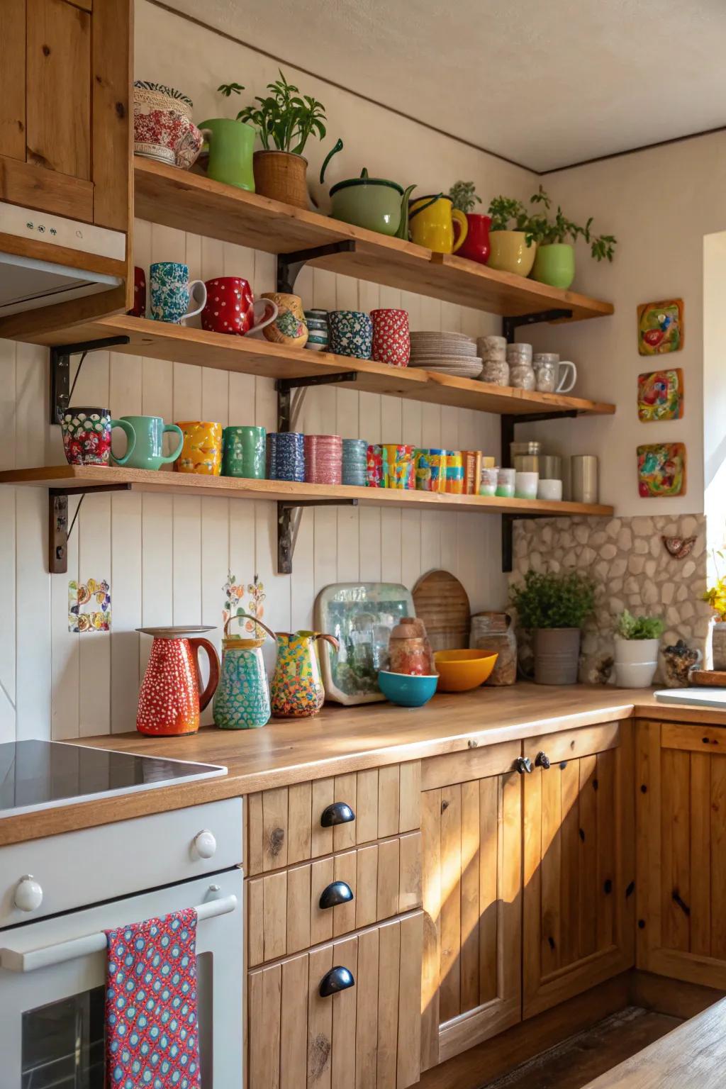 Open shelves highlight your kitchen’s personality.