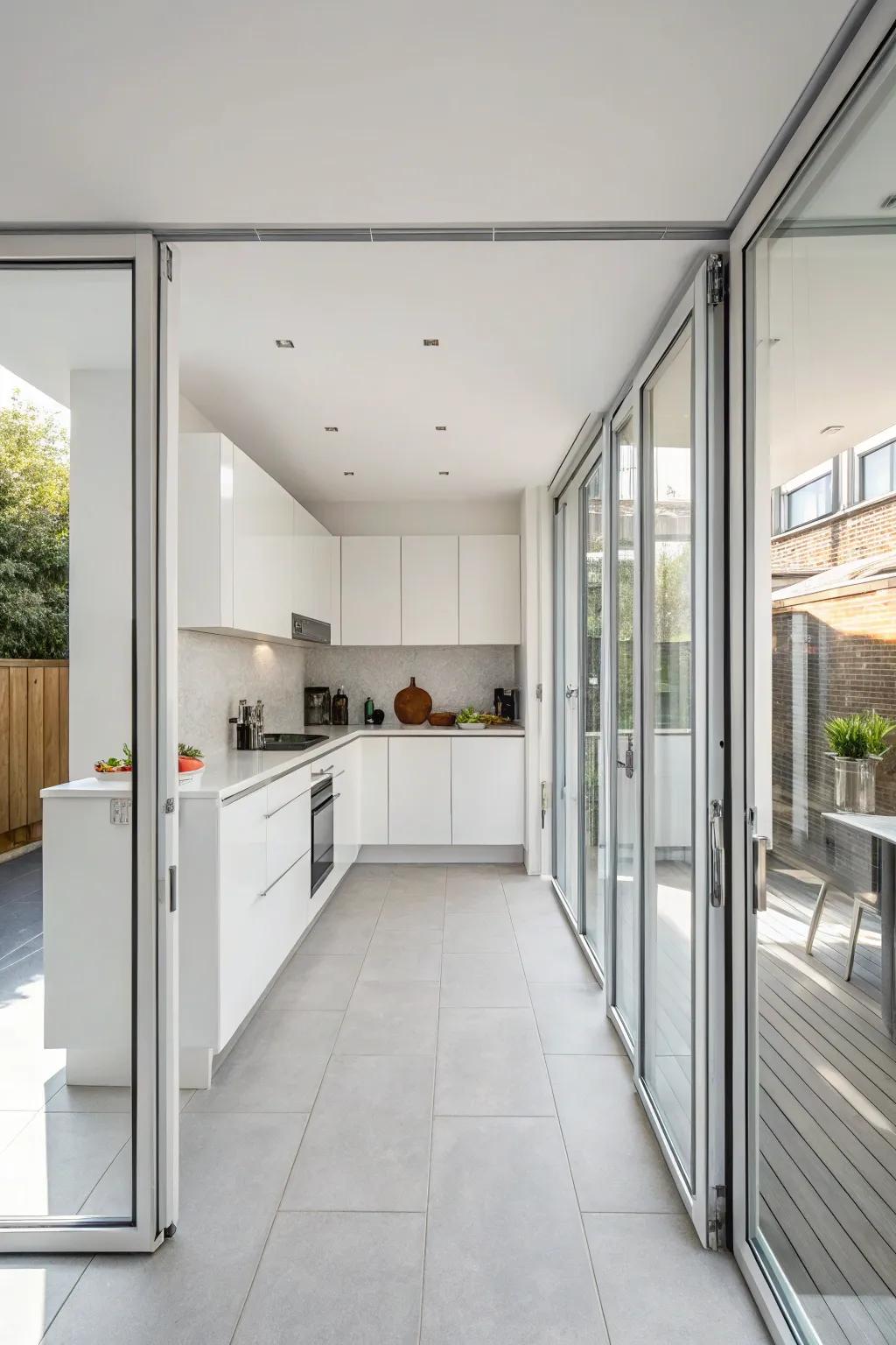 Sleek aluminum frames create a refined look for bifold doors.