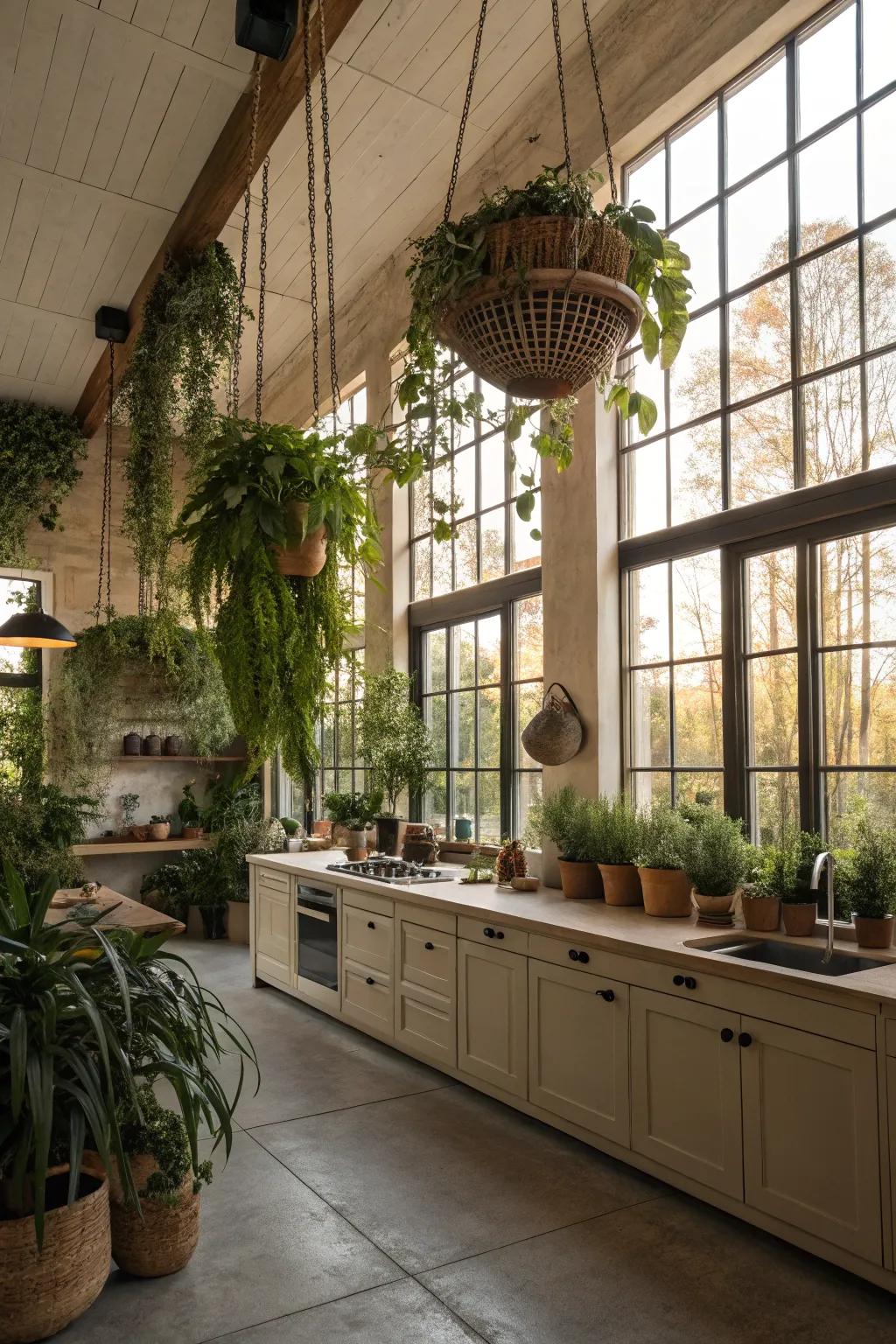 Plants add life and vibrancy to the kitchen.