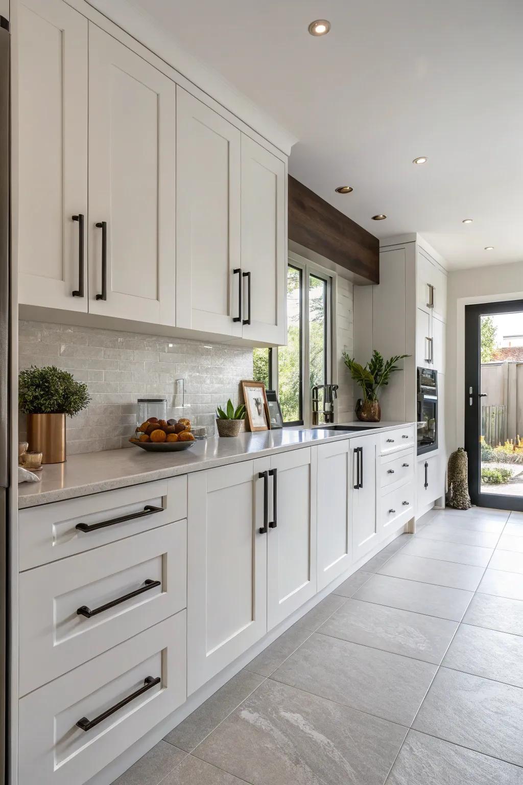 Bold oversized handles create a striking focal point.