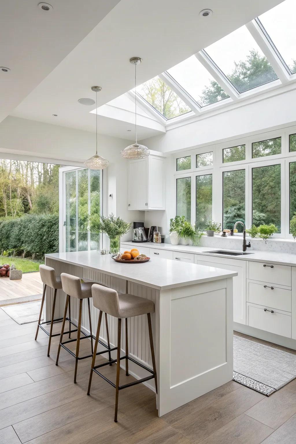 Natural light enhances the spacious feel of a small kitchen.