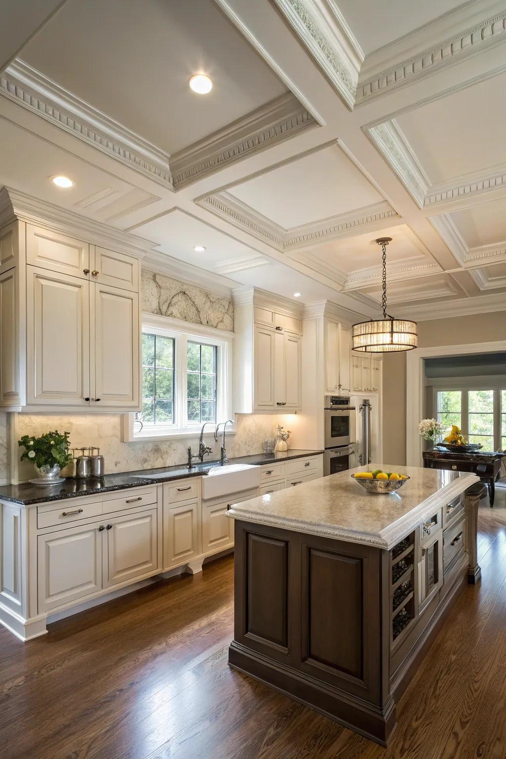 Matching moldings create a cohesive look.