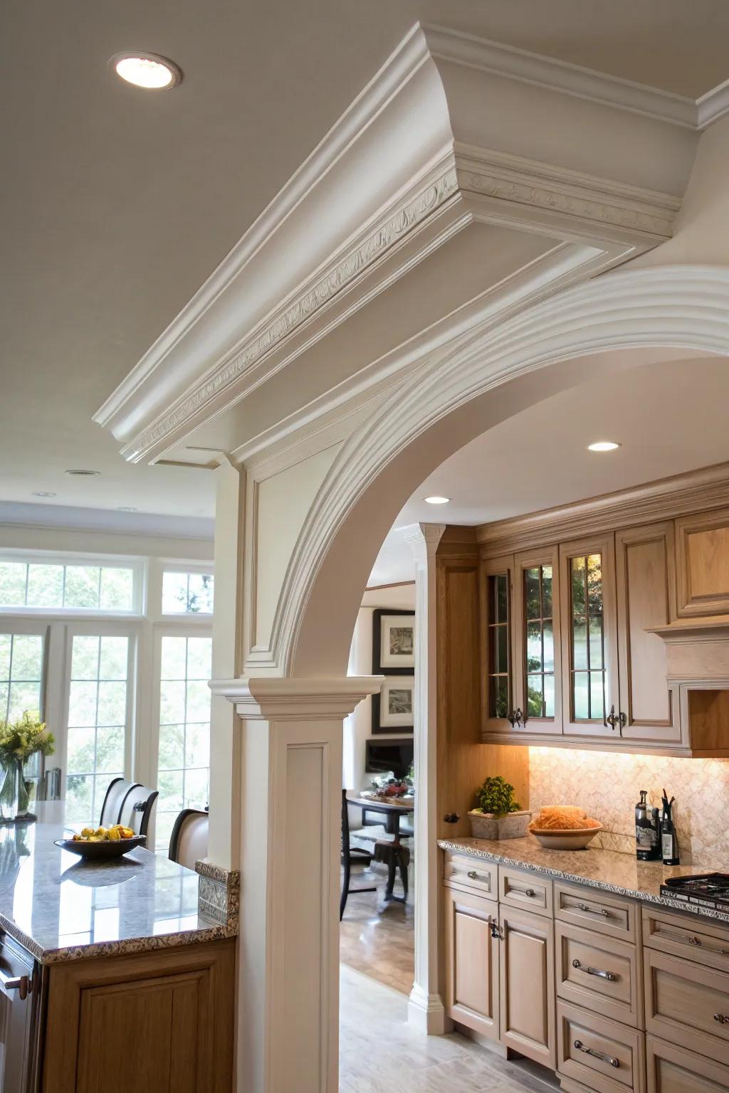 Cove molding adds smooth, flowing elegance.