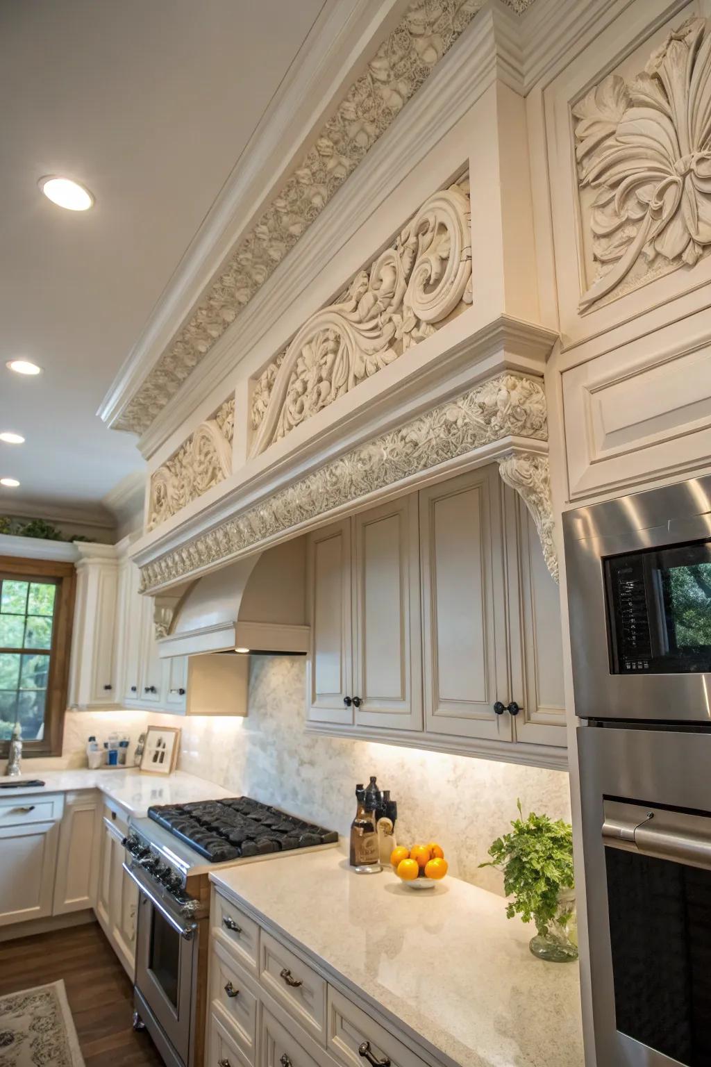 Embossed designs turn molding into a statement piece.