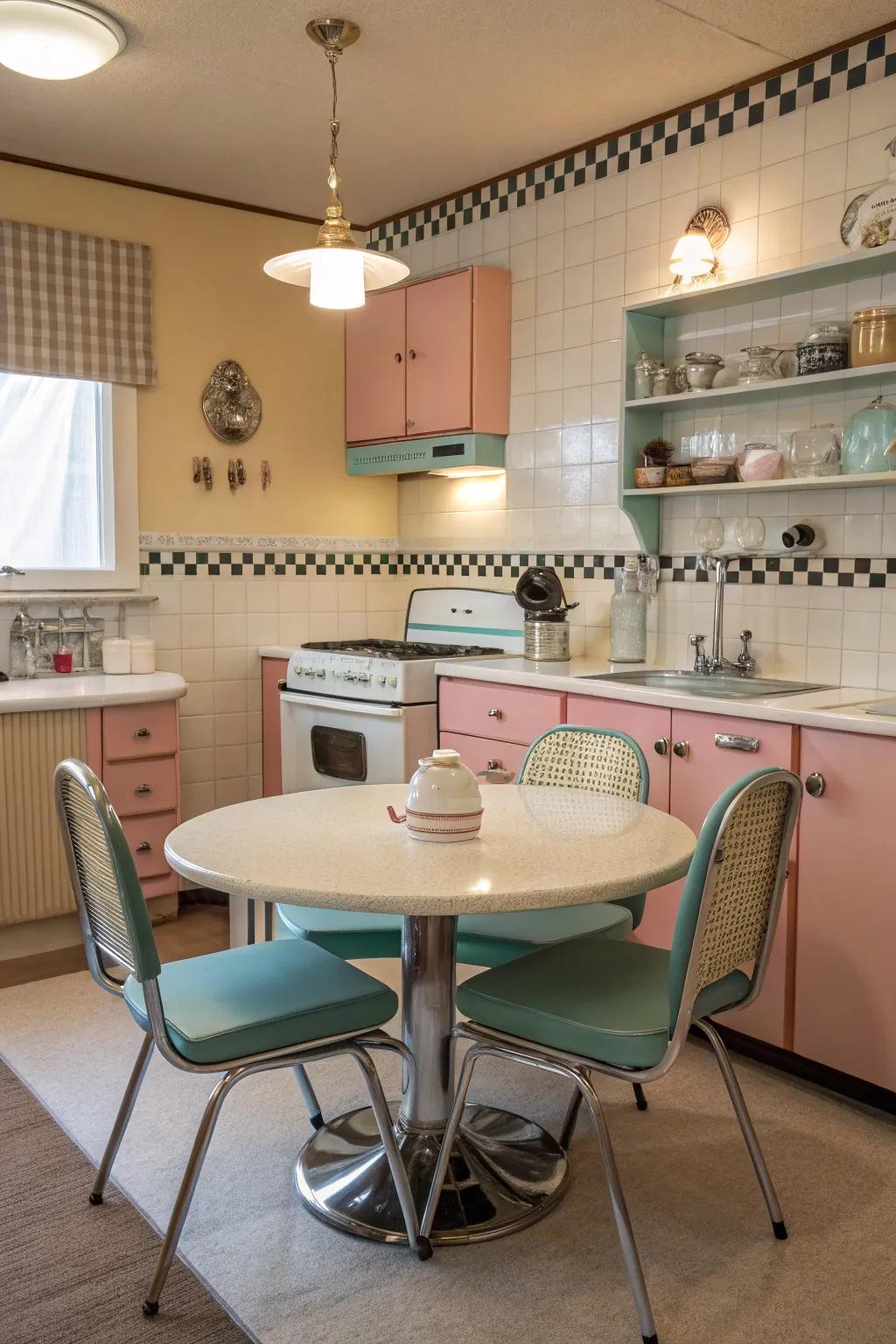 Vintage touches add nostalgic charm to your kitchen space.