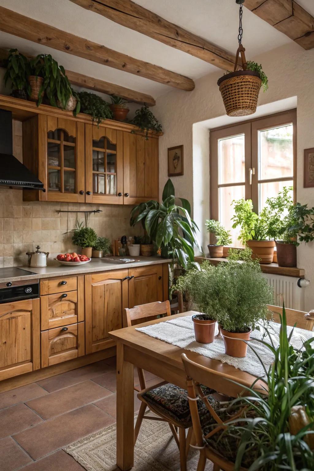 Natural elements add warmth and vitality to your kitchen.