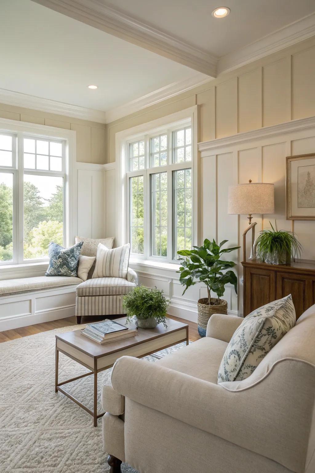 Neutral tones in paneling create a peaceful and elegant living environment.