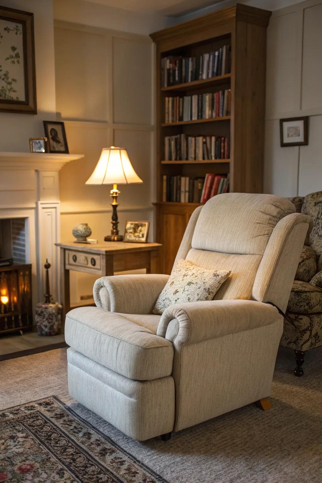 An inviting nook that features a reclining sofa paired with a harmonizing armchair, perfect for unwinding.