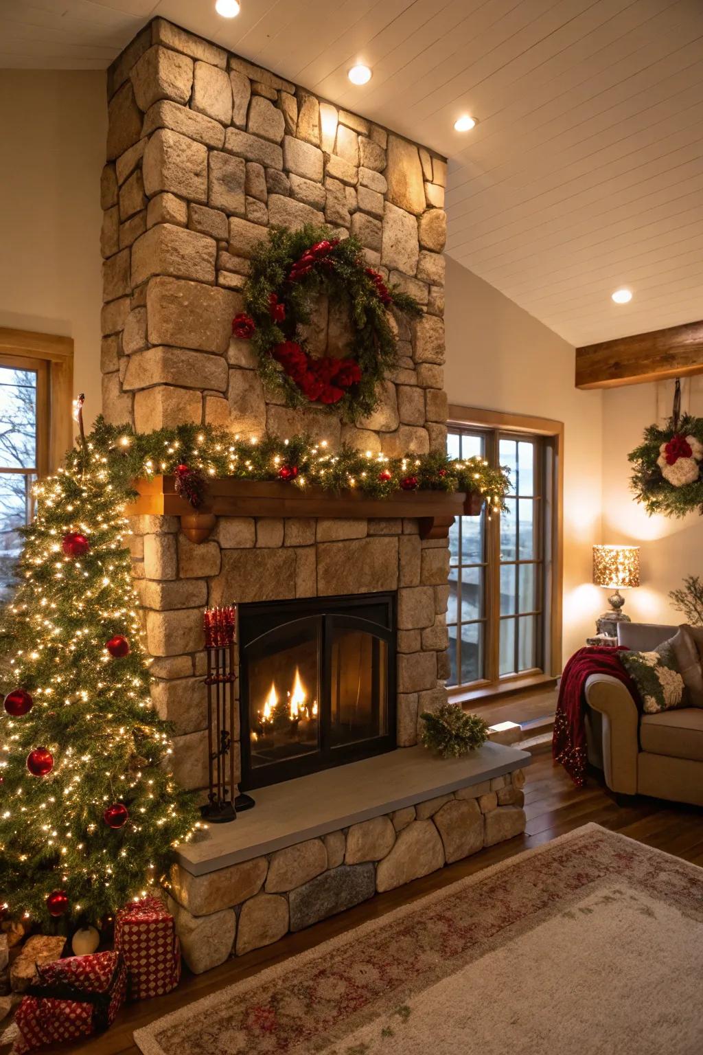 Occasional touches can render your fireplace a festive center point.