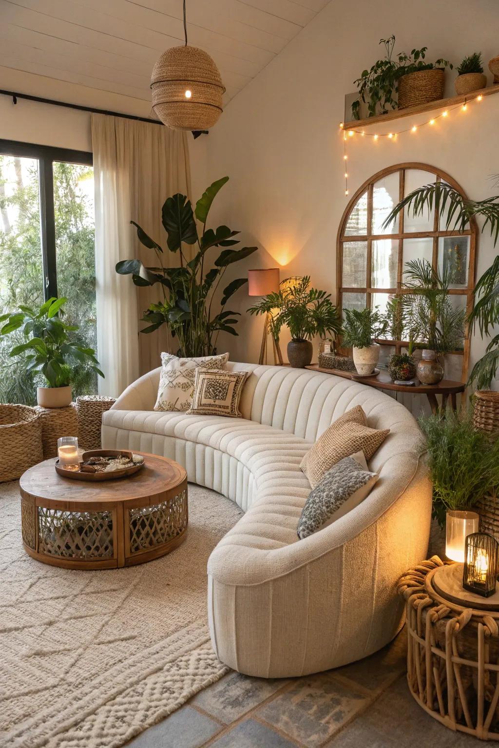 Organic shapes add fluidity to bohemian design.