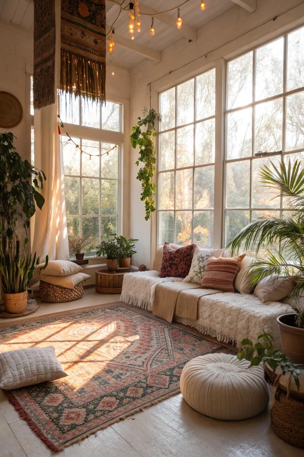 Sunlight enhances the bohemian charm.