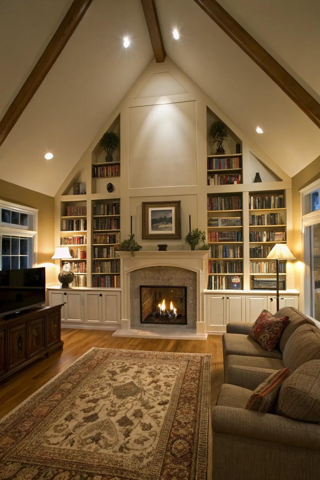 Create a warm library-inspired corner.