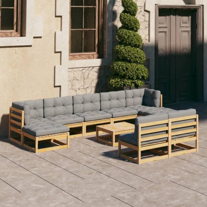 A Sunlit Backyard Corner Calmed by a Pinewood Patio Lounge Set