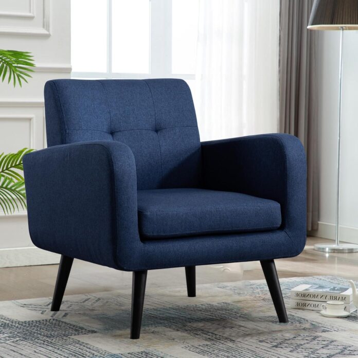 LSSPAID Blue Accent Chair Brings Retro Comfort to Tight Spaces