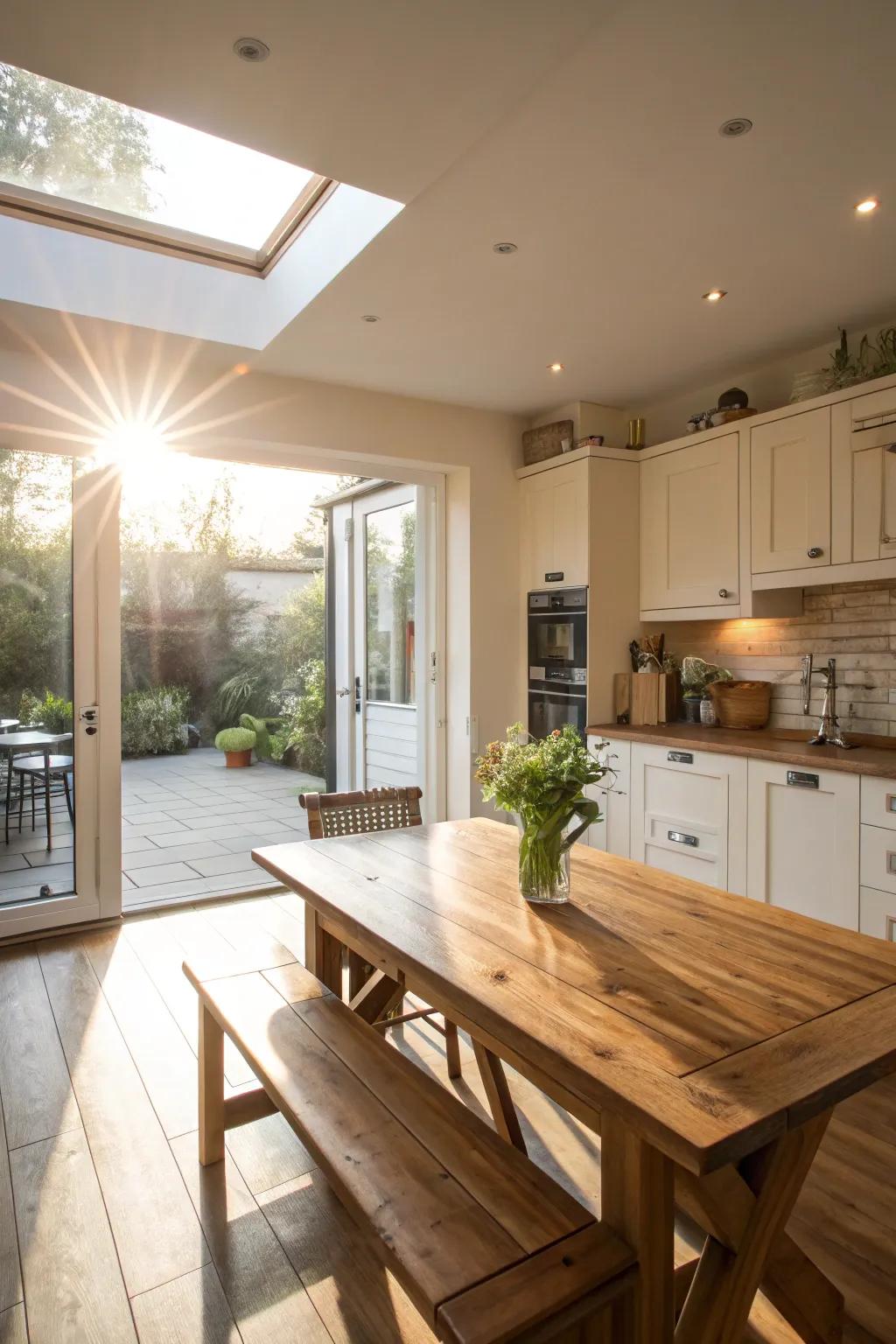 Flood your kitchen with natural light using wide bifold doors.