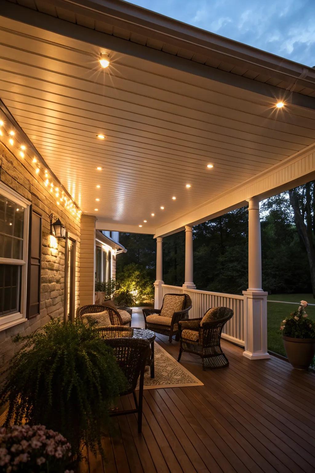 Integrated lighting with vinyl ceilings creates a modern, cozy atmosphere.