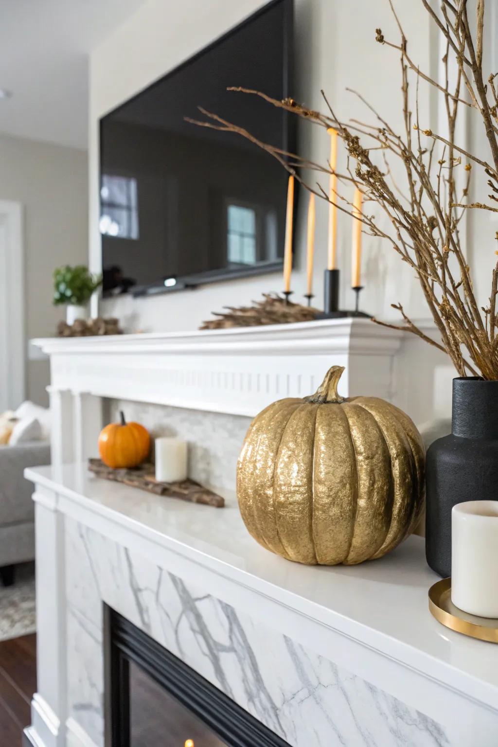 Metallic paint adds a luxurious finish to pumpkins.