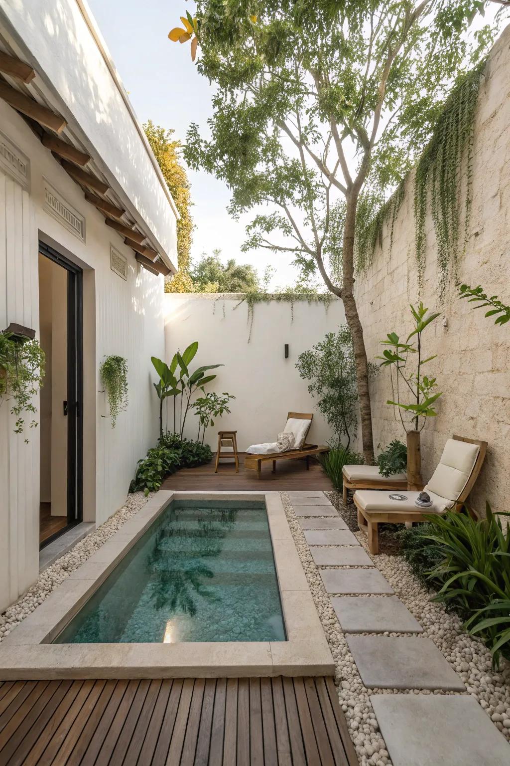 A compact plunge pool ideal for limited spaces.