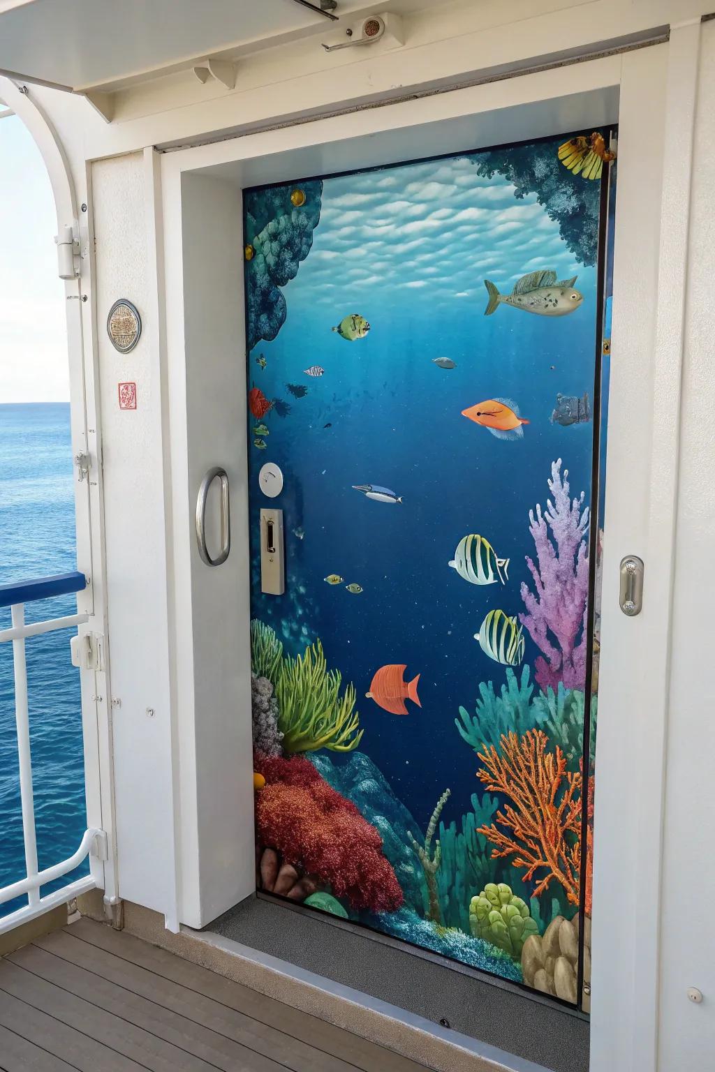 Celebrate marine life with under the sea-themed cruise door decor.
