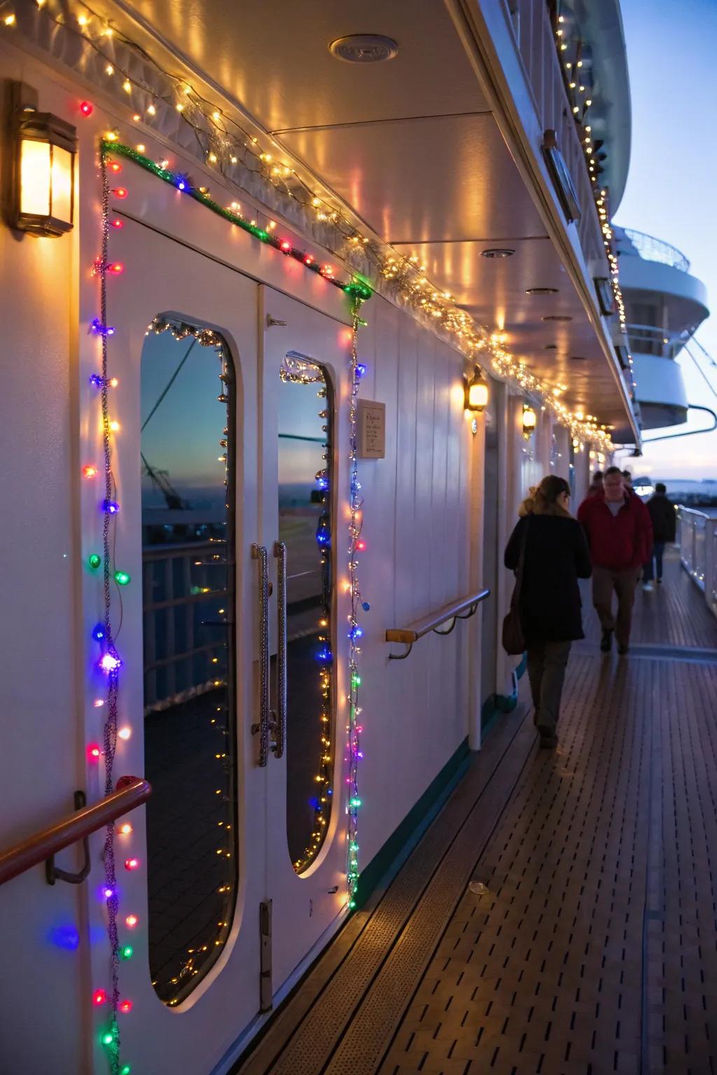 Illuminate your cruise door with vibrant string lights.