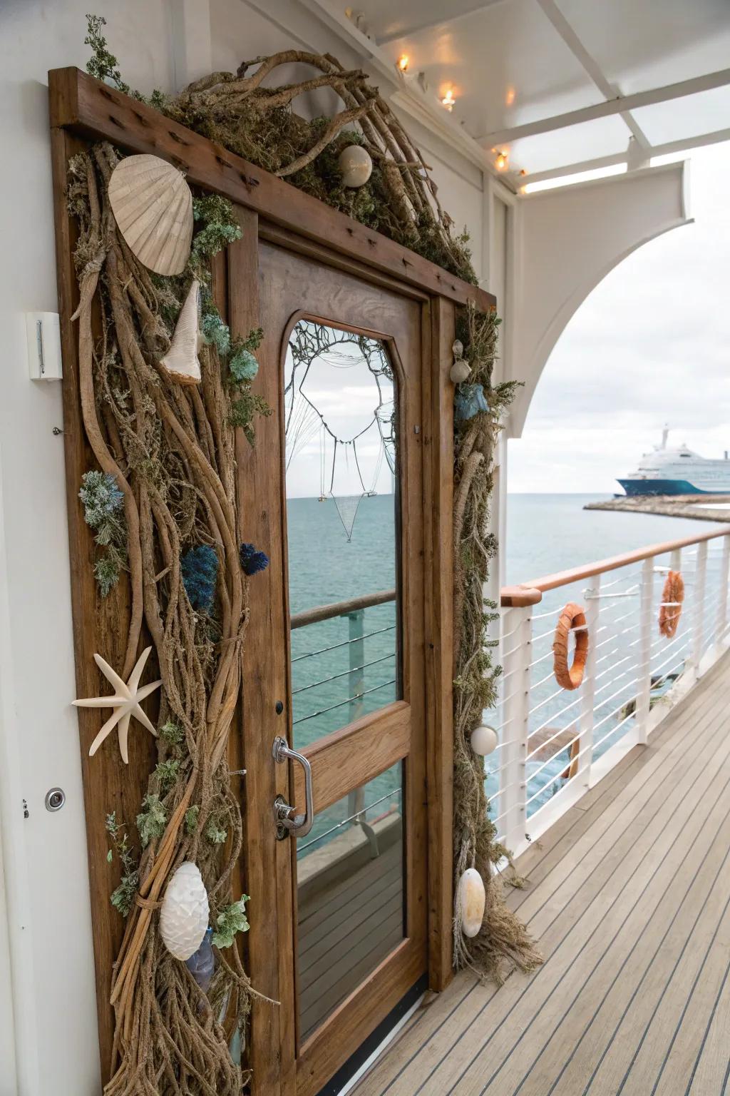 Incorporate eco-friendly elements into your cruise door decor.
