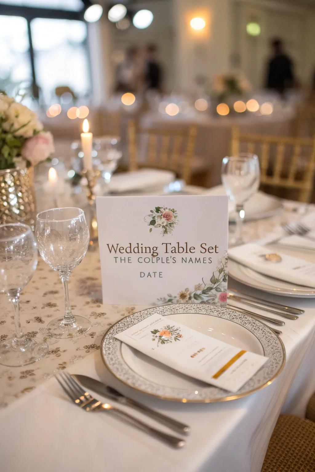 Tailored menu cards add a personalized and decorative element.