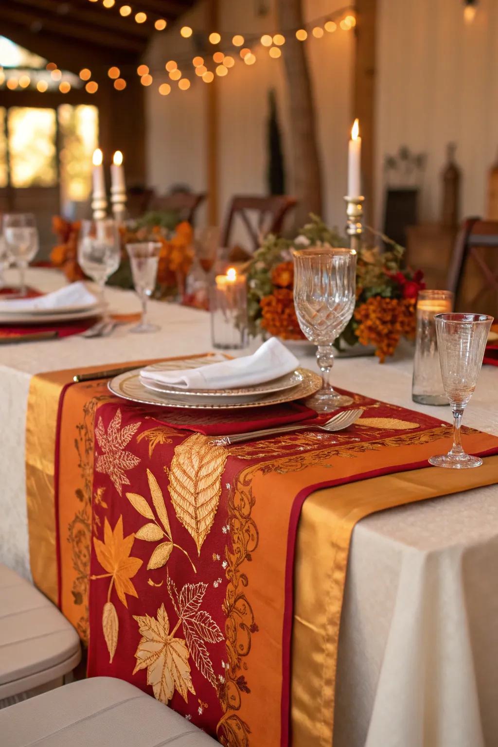 Seasonal runners add texture and thematic color to tables.