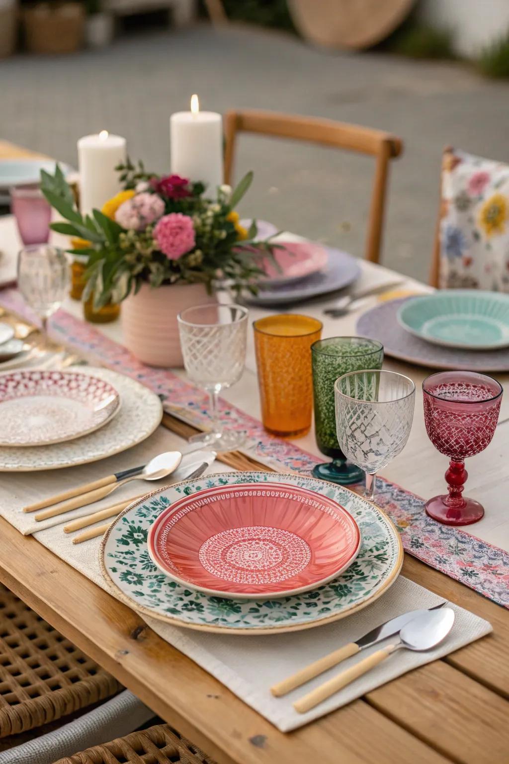Eclectic tableware brings personality and charm to your wedding tables.