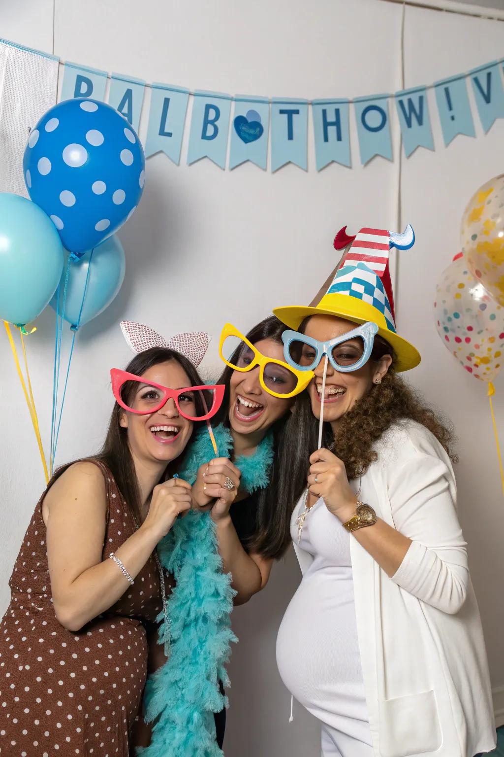 A photobooth with fun props offers guests a chance to capture playful moments.