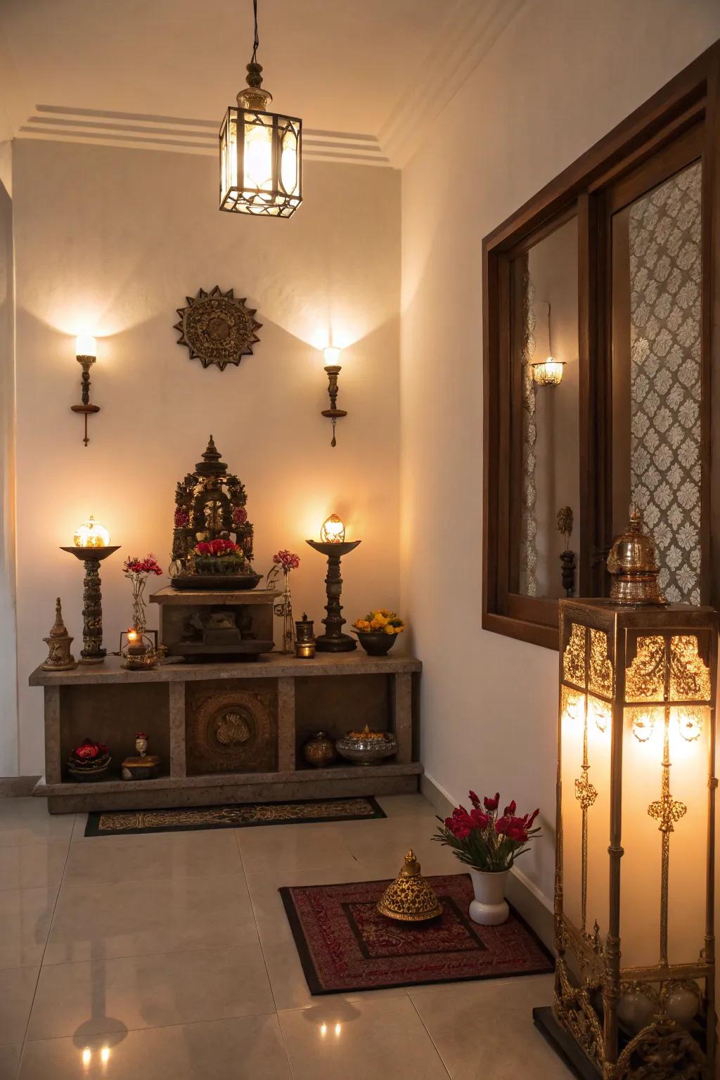 Create a serene atmosphere with soft ambient lighting.