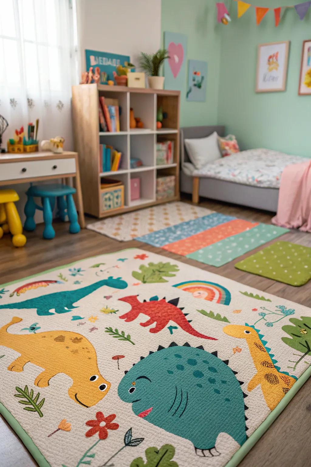 A dinosaur-themed playmat that invites endless imagination and play.