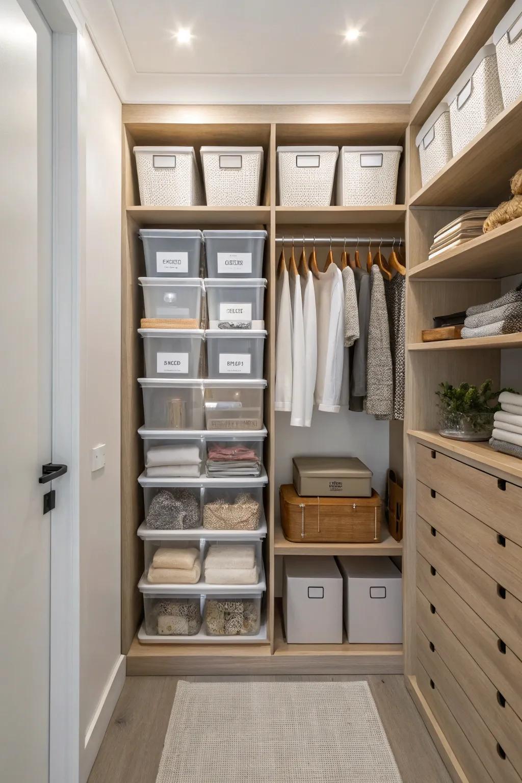 Transparent boxes keep your items organized and visible at a glance.
