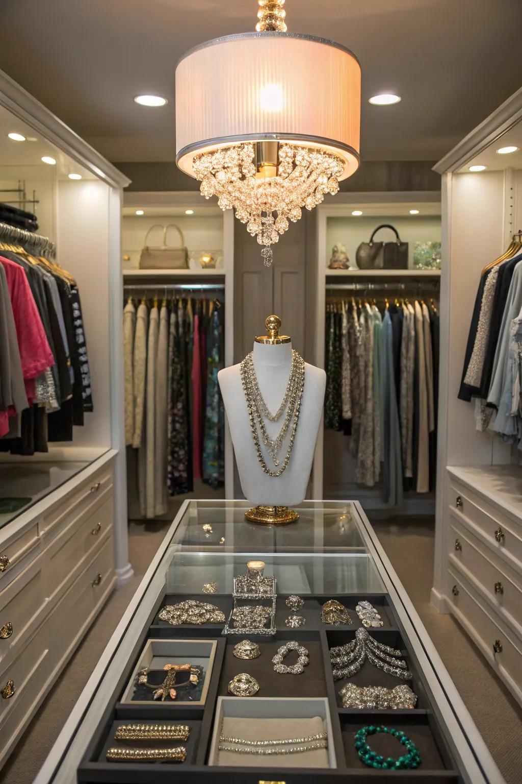 A jewelry display adds functionality and a touch of glamour.