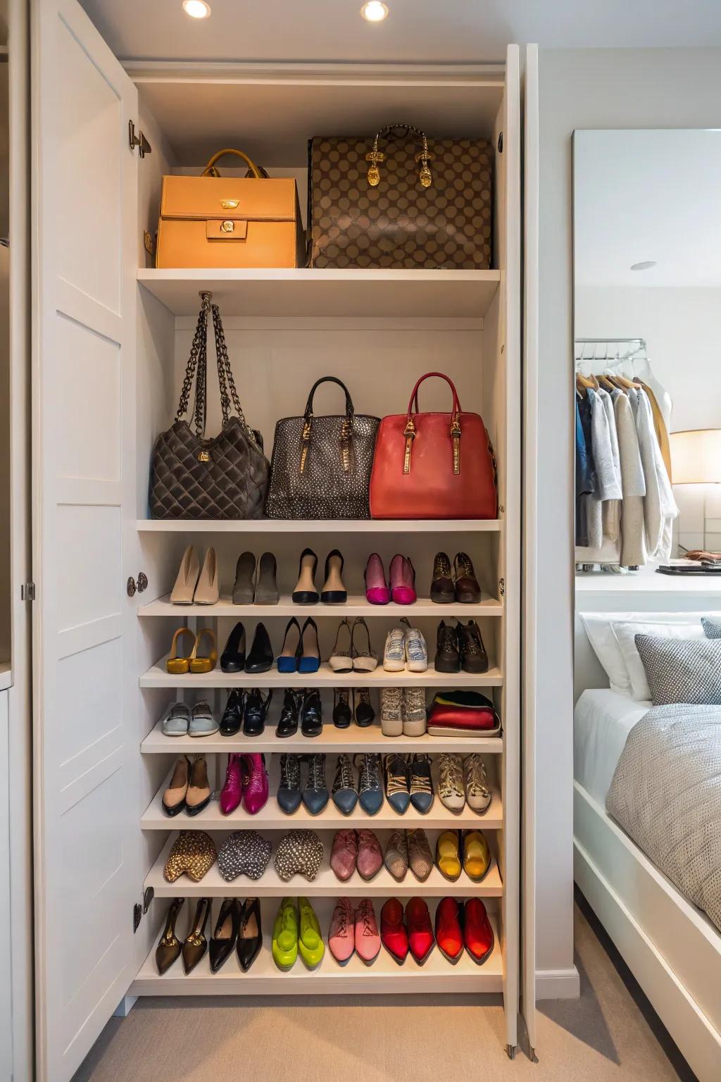 Open shelving creates a functional display for your favorite items.
