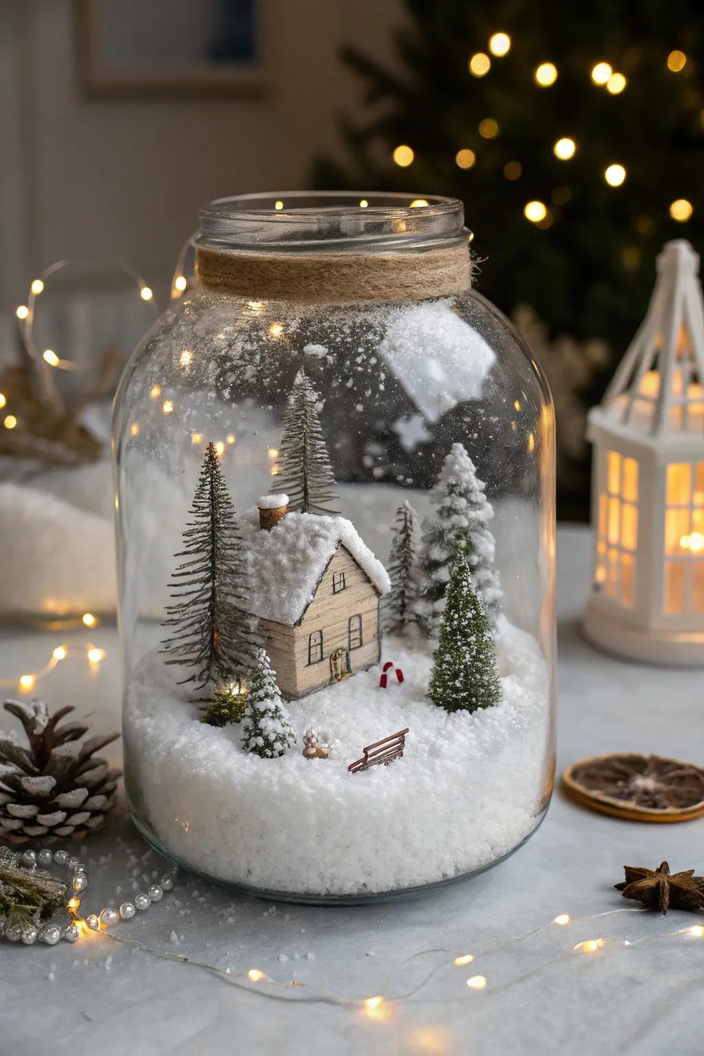 A snowscape in a jar adds personalized charm to your decor.