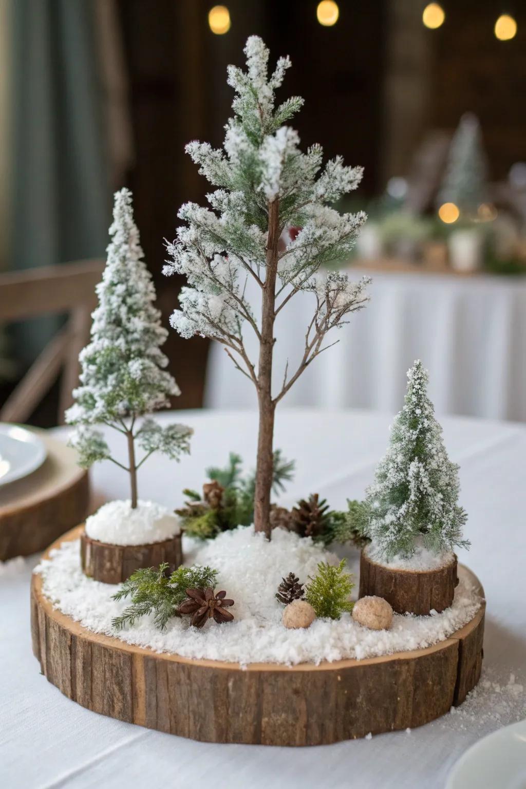 Miniature snow scenes add a touch of whimsy to your decor.
