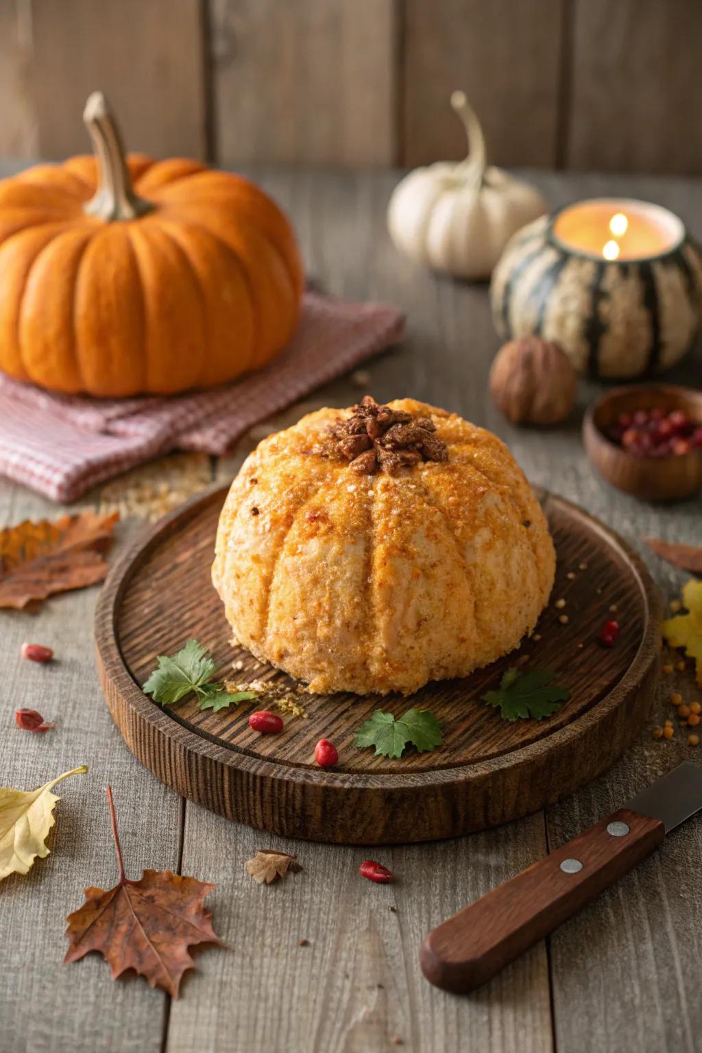 A pumpkin spice cheese ball perfect for fall.