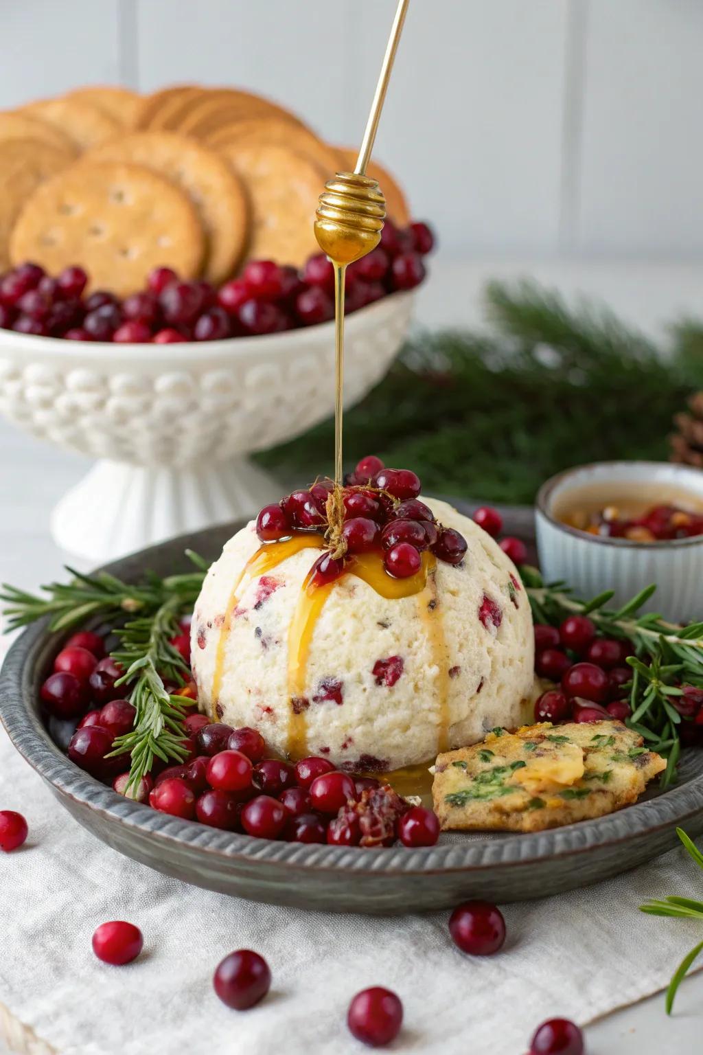 Sweet and savory cranberry cheese ball.