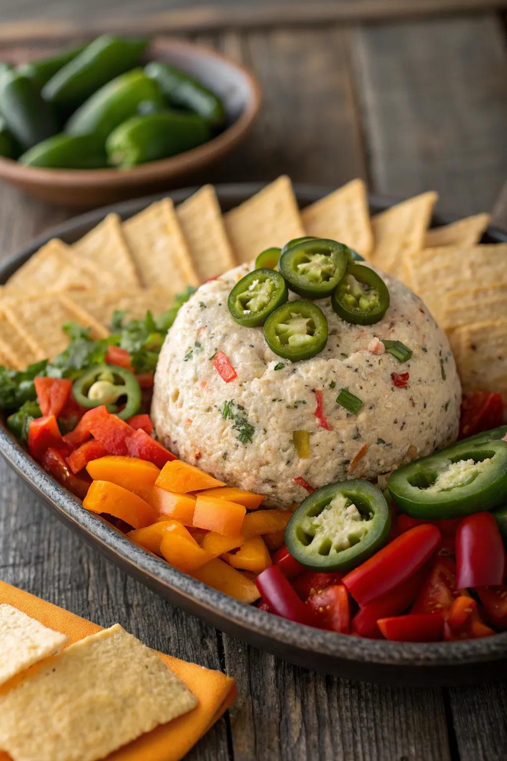 Spicy jalapeño cheese ball for a kick of heat.